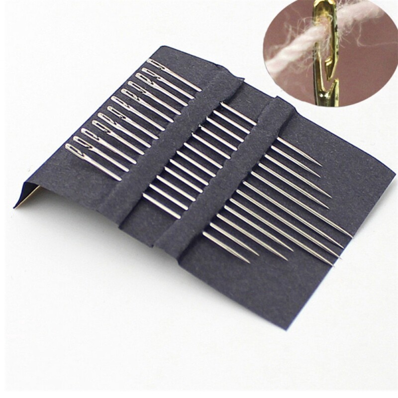 12Pcs Self-Threading Hand Needles Darning Needles Multi-size Side Opening Blind Needle Sewing Self-Threading Hand Needles Handmade DIY Accessories