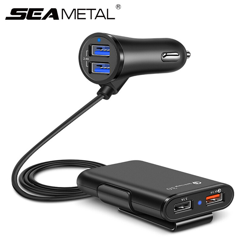 12V Car 4 USB Charger Splitter Power Adapter QC 3.0 Extension Cable