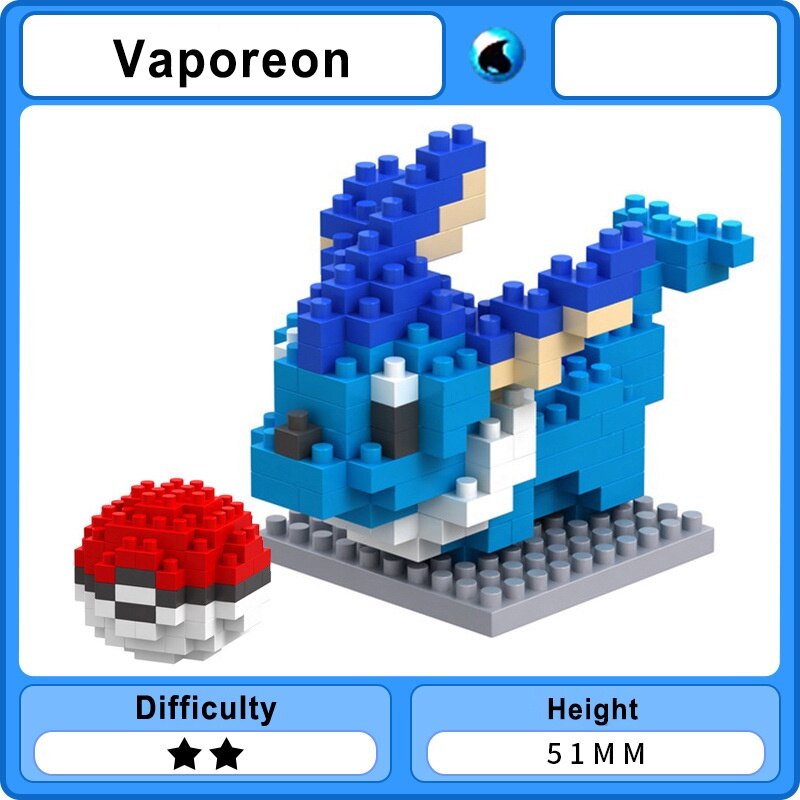 Vaporeon Lego Set 20 Style Pokemon Cartoon Building Blocks Toy