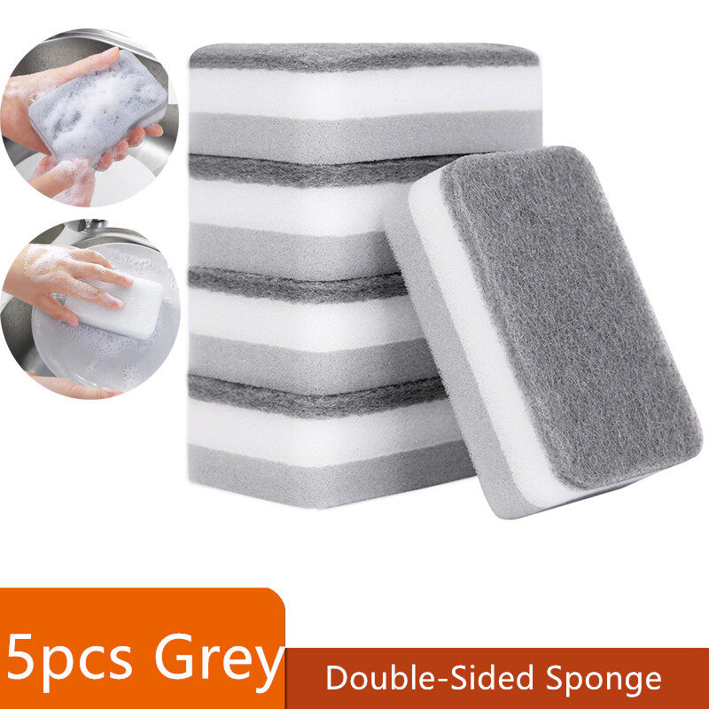 5PC/Set Double-Sided Sponge Scrub Pot To Wash Dishes Magic Wipe Kitchen Housework Cleaning Three-Layer Sponge Scouring Pad