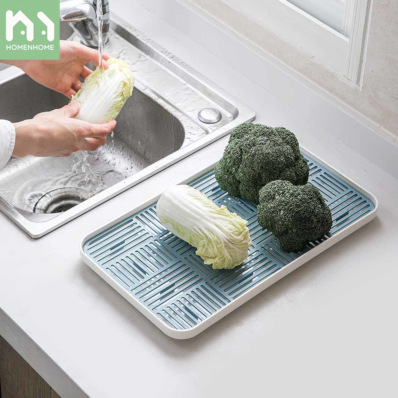 Homenhome Drain Tray Kitchen Tableware Rack Household Plastic Fruit Tray