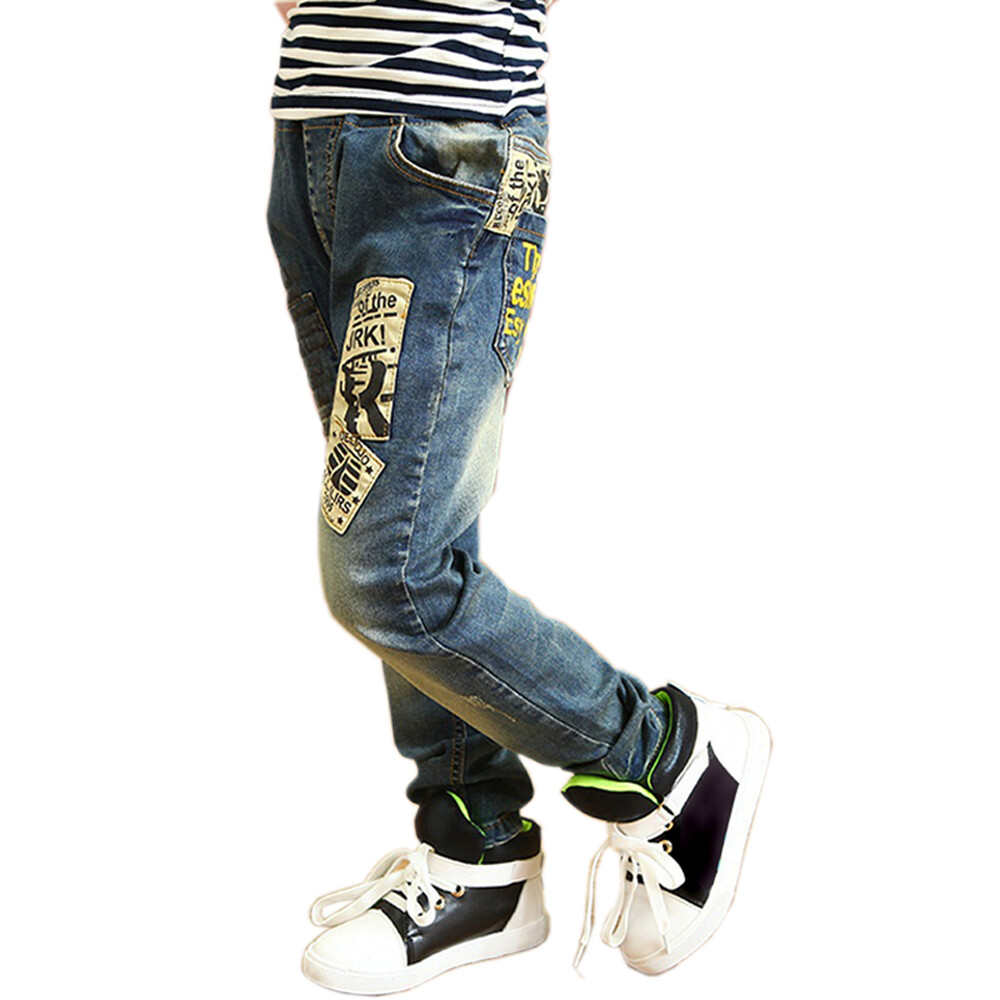 DIIMUU 5-11 Years Kids Clothing Boys Jeans Long Trousers Casual Denim Pants Children Clothes