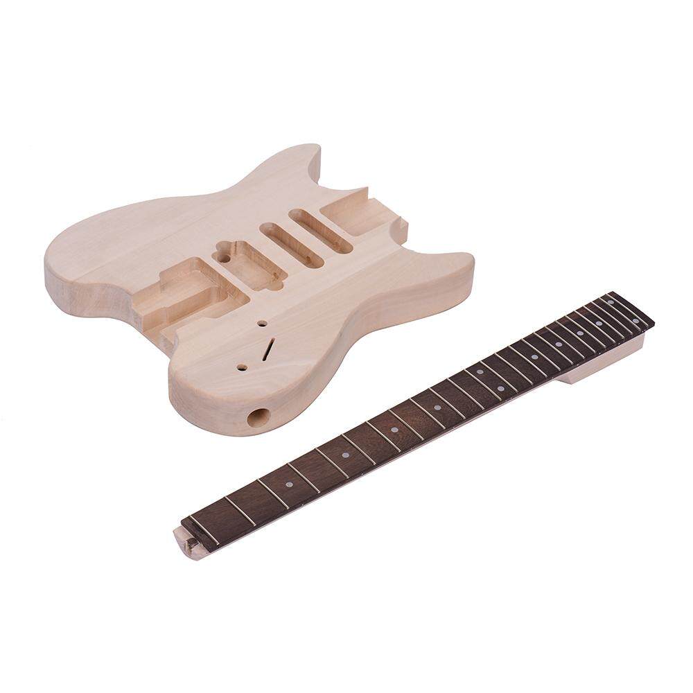 Unfinished DIY Electric Guitar Kit Basswood Body Rosewood Fingerboard