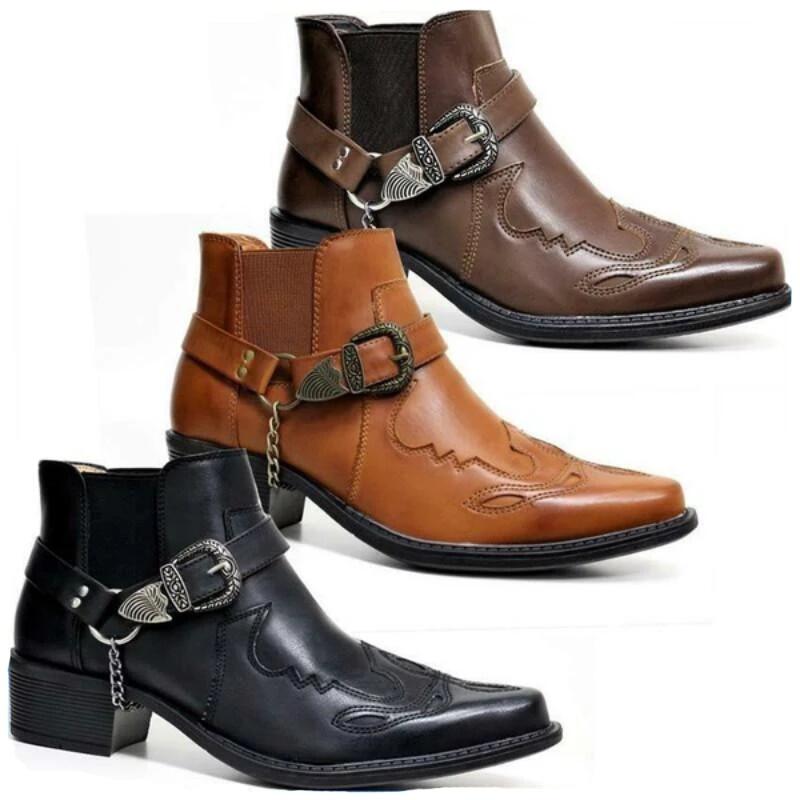 Mens cowboy boots hot sale with buckles