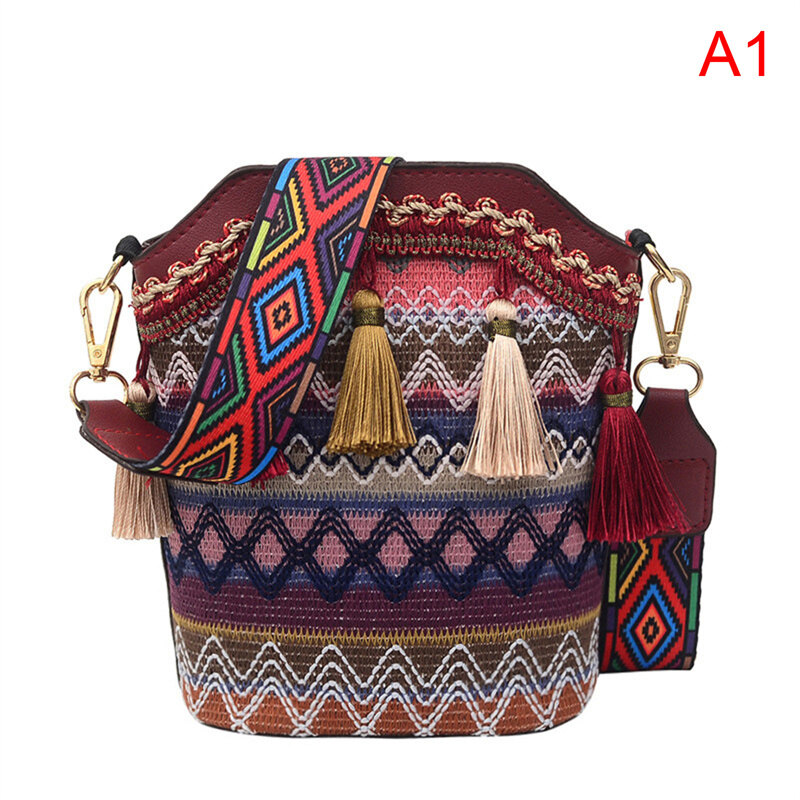 WORE Casual Hand Woven Bags Retro Flap Rattan Straw Beach Tassel Women Messenger Bags