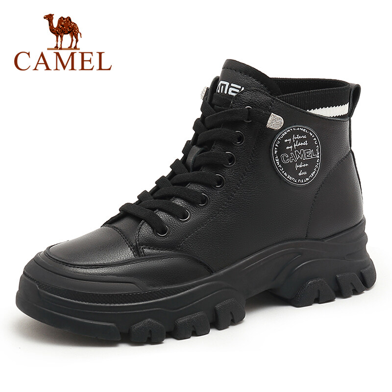 Cameljeans New Women Casual Shoes Platform Sneakers Genuine Leather High Top Ladies Short Boots