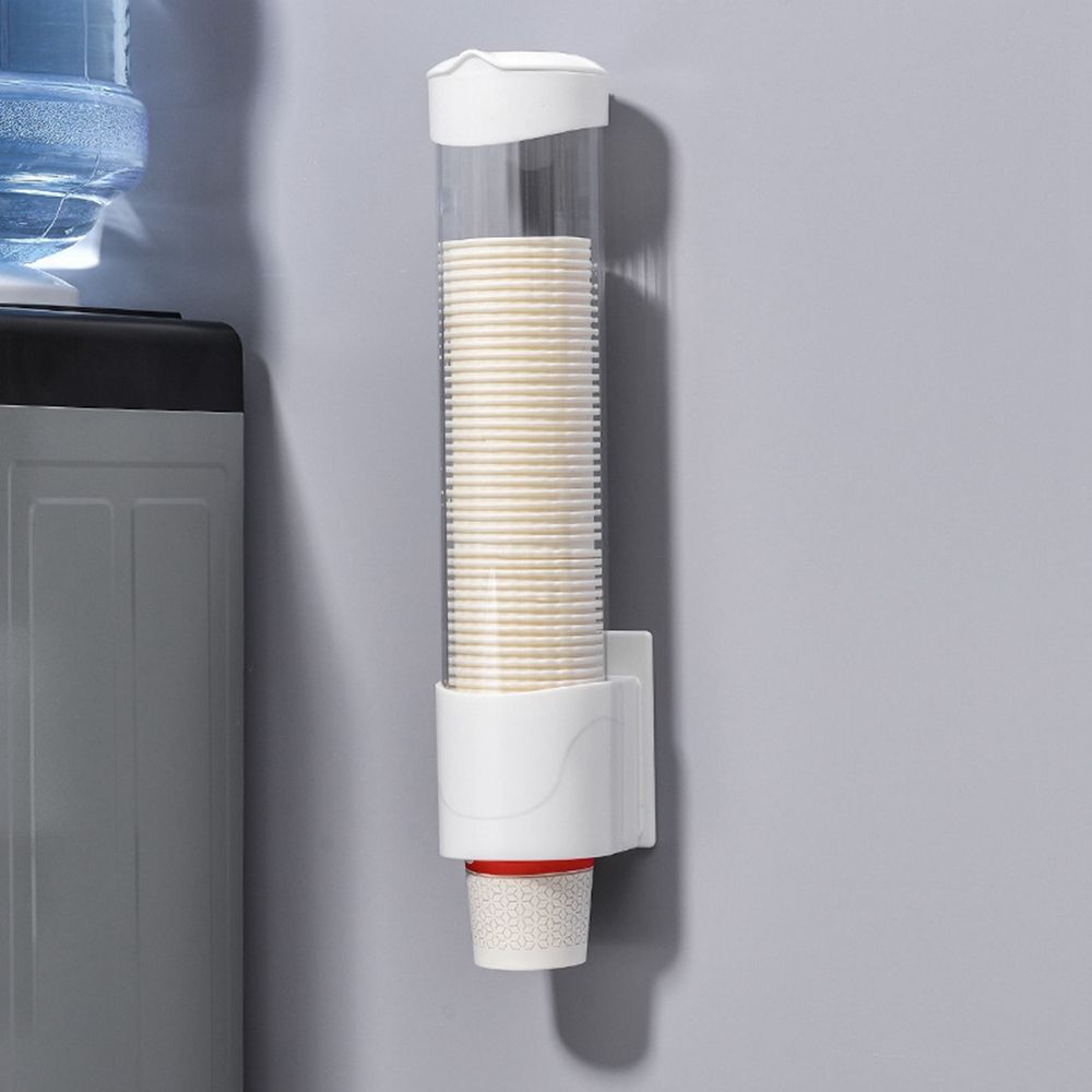 ELEVE Disposable Paper Cups Wall Mounted Dustproof Automatic Plastic Storage Rack Cup Dispenser Cup Remover Cup Holder