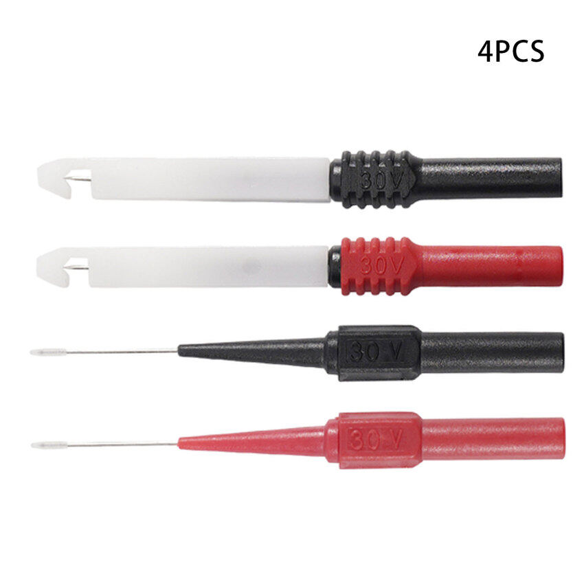 30V Car Multimeter Test Probe Pins Stainless Steel Insulation Wire Piercing Needle Tip for Socket Plug