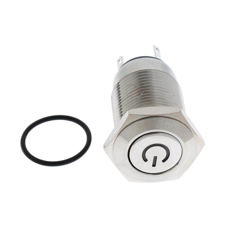 SunniMix Push Button Switch 1NO 1NC SPDT ON/OFF with LED for 16mm Mounting Hole 12V