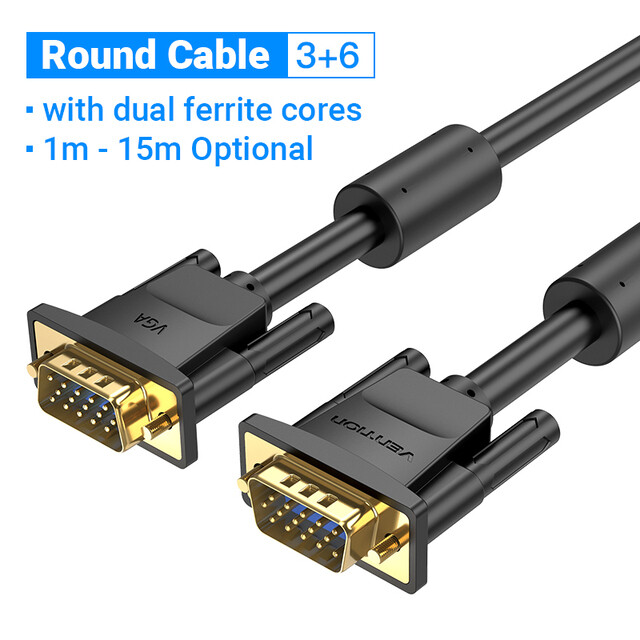 Vention vga cable double magnetic ring male to male 1080p 15 pin vga to vga cable for monitor projector tv braided shielding cord 1m 5m vga converter
