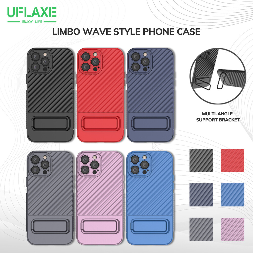 Shockproof Soft Case for Apple iPhone 13 / iPhone 13 Pro / iPhone 13 Pro Max BIBERCAS Full Protection Back Cover Wave Casing with Kickstand