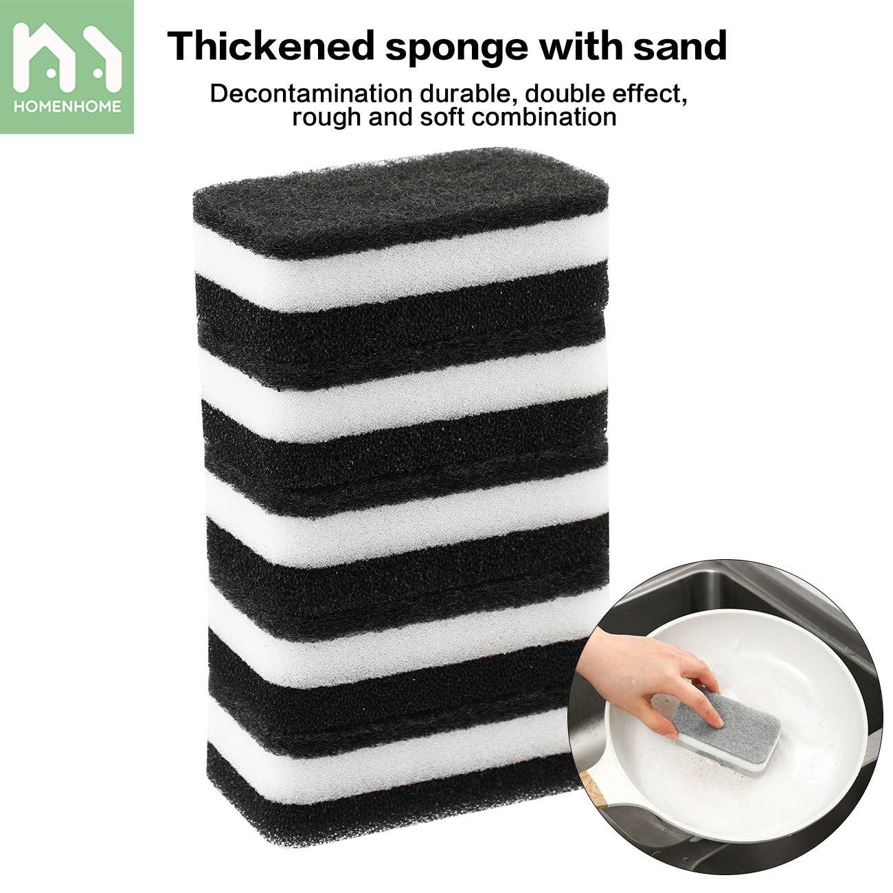 Homenhome Double Side Scrub Pot To Wash Dishes Magic Wipe Dinnerware Cleaning Sponge Scouring Pad Kitchen Utensils