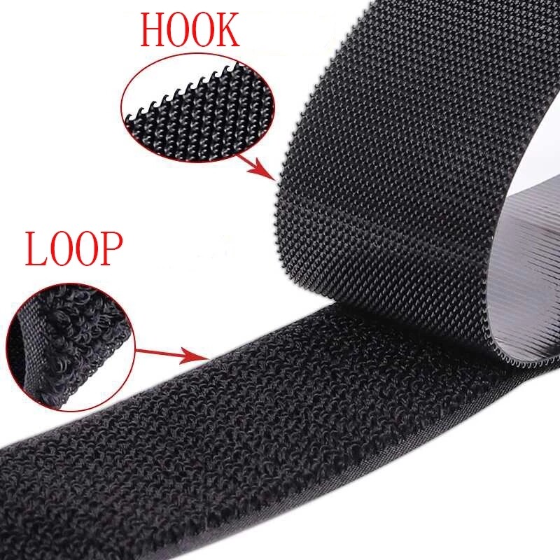Set 2 cuộn băng gai dán màu đen và trắng nylon tự dính ma thuật có lớp keo dán Polocat-INTL