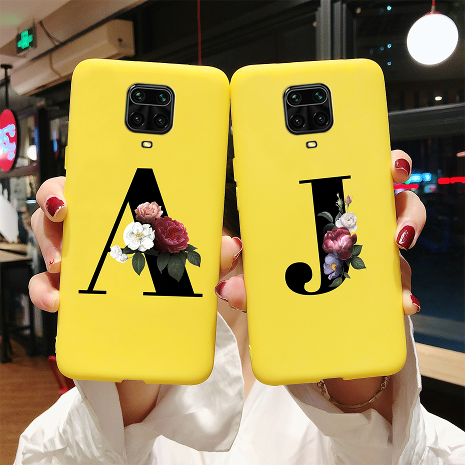 Case For Xiaomi Redmi Note 9s Note 9 Pro Max Casing Luxury Flower Letters Soft TPU Silicone Phone Case Shockproof Cover