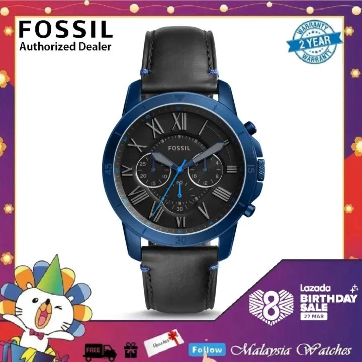 grant sport chronograph blue leather watch