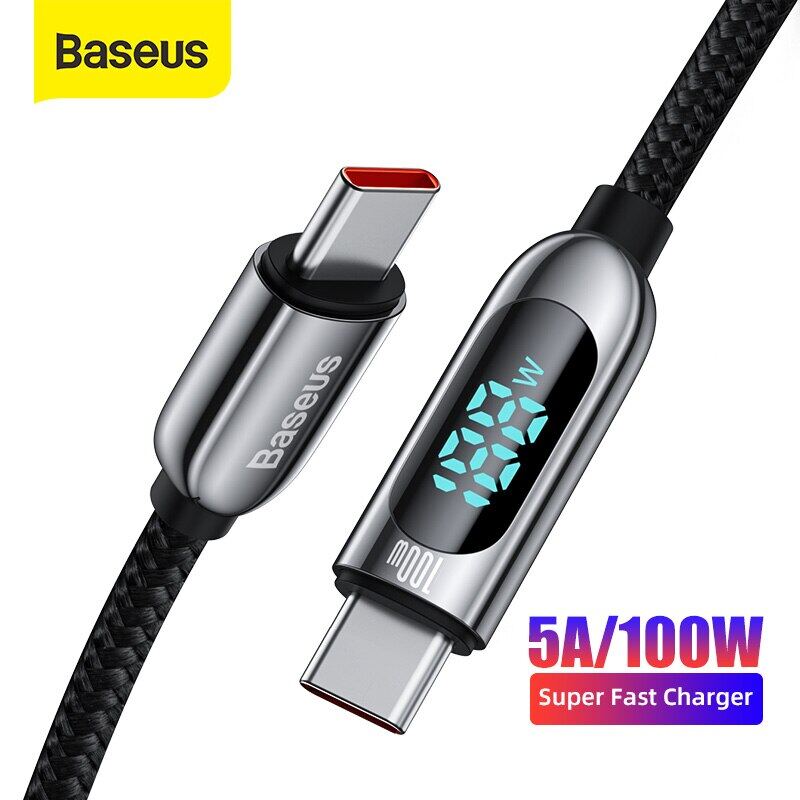 Cáp Baseus PD 100W USB C, Cáp Type C Sạc Nhanh Cho MacBook 2021 2020 Dây Sạc Điện Thoại Cho Xiaomi Samsung