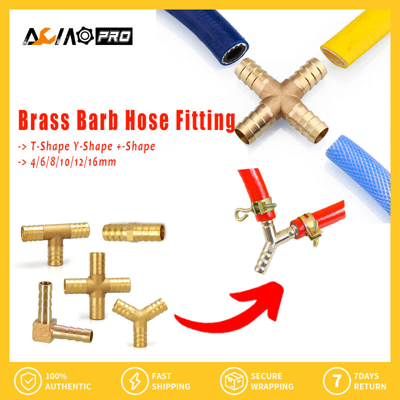 AumoPro TShape YShape Brass Barb Hose Fitting Tee 4/6/8/10/12/14/16mm