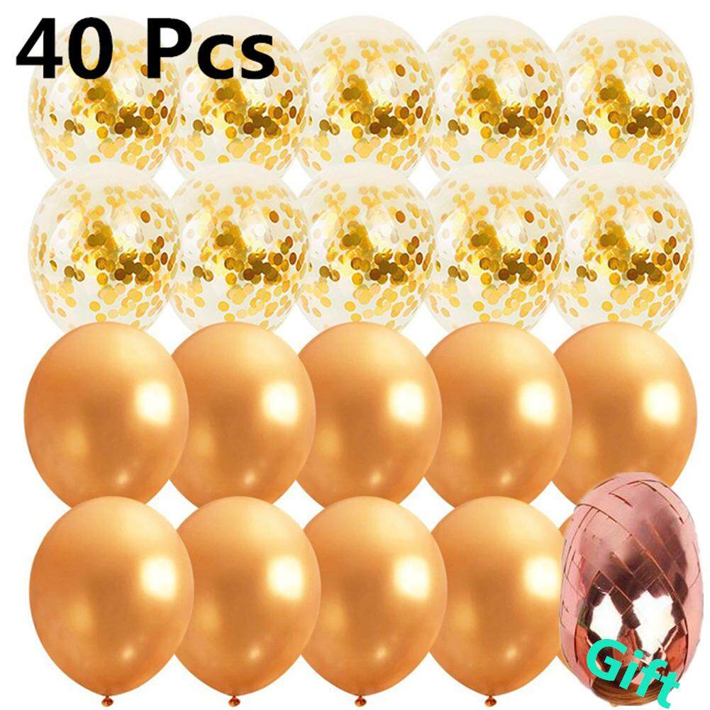 40Pcs Mix Rose Gold Confetti Latex Balloon Birthday Wedding Party Decoration