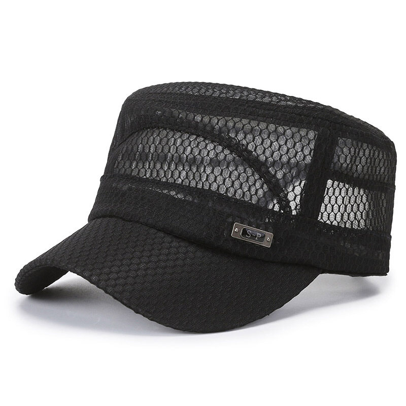 Flat Top Army Man Cap Cadet Army Hat Breathable Military Caps Summer Trucker Caps Adjustable Snapback Baseball Cap