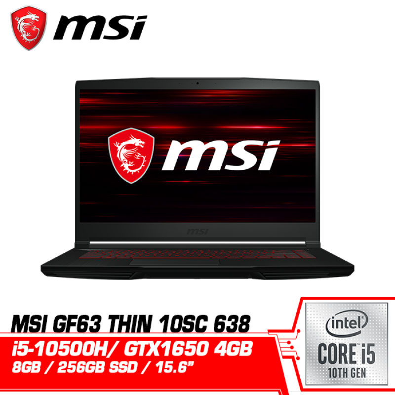 MSI Gaming Laptop GF63 Thin 10SC 638 (15.6Inch FHD IPS 60Hz Intel i5 10500H 8GB RAM 256GB SSD Nvidia GTX1650 4GB Windows 10 2 Years Warranty 1.86 KG) Malaysia