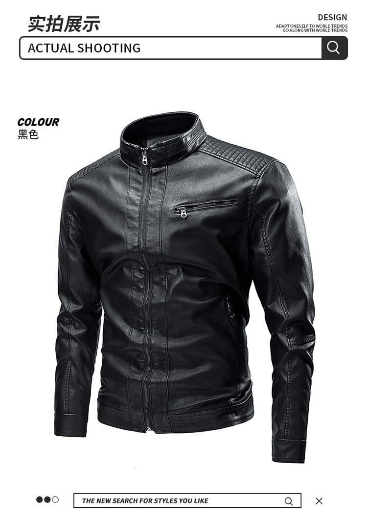 Fuguiniao men's leather jacket slim fit leather jacket large m-5xl
