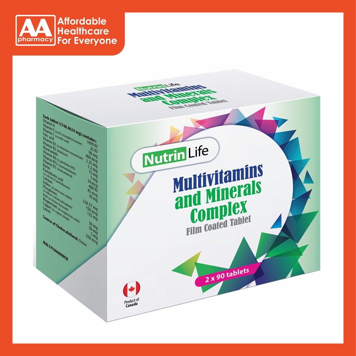 Nutrinlife Multivitamins And Minerals Complex Film Coated Tablet 90's