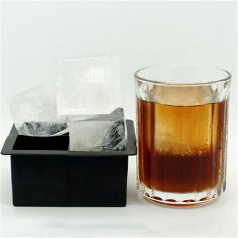 DIY Creative Big Ice Cube Mold Square Shape Silicone Ice Tray Fruit Ice Cube Maker Bar Kitchen Accessories