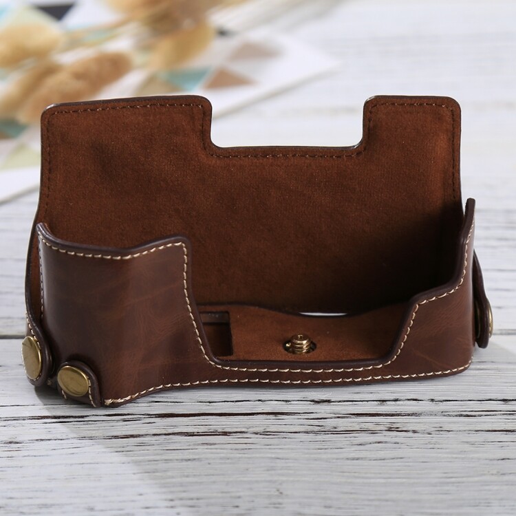 1/4 inch thread pu leather camera half case base for olympus em10