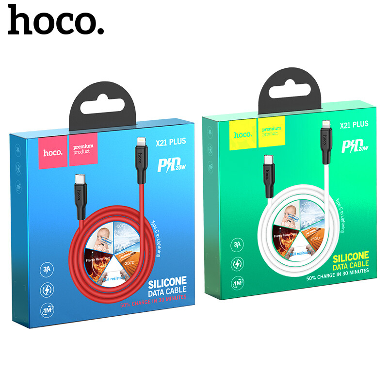 HOCO  X21 Plus USB C Cable to Lightning Cable For iPhone 12 Mini  For iphone 12 Pro Max PD20W  Fast Charging Type C Cable to iphone Data Cable For Macbook Pro