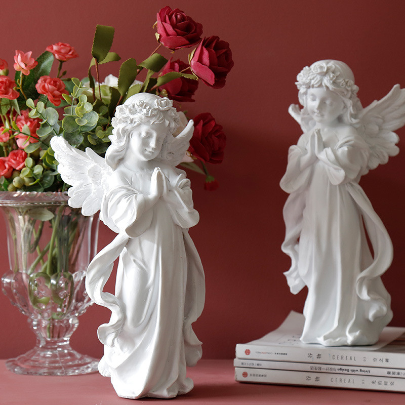 Office Decor Home Rustic Ornaments Study Resin Angel Miniature Plaster