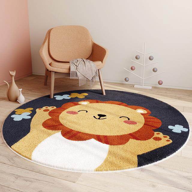 Children 39;s Room Round Carpet Cushion Bedroom Study Rocking Chair Hanging Basket Cushion Cartoon Animal Carpet Tatami Home Mat