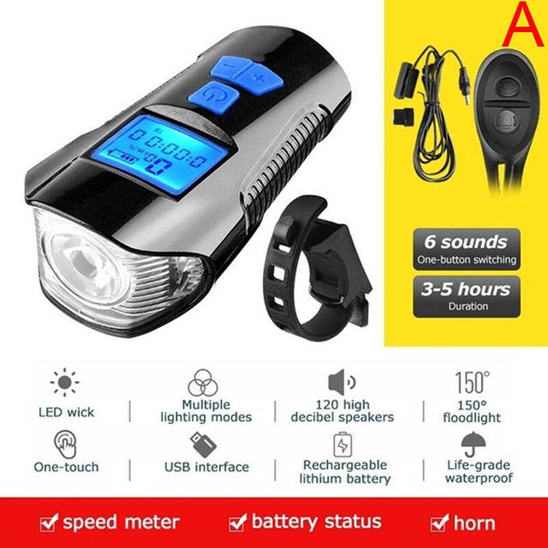 Runtian USB Bicycle Light Lamp Flashlight Bike Speedometer Led FrontCycling Headlight