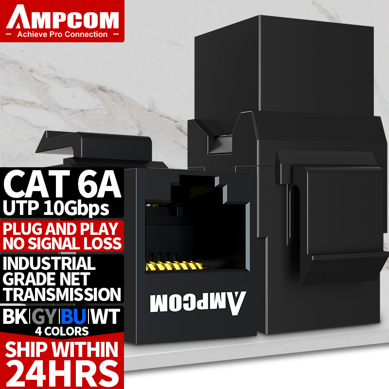 AMPCOM Keystone Coupler Jack ,CAT6 /CAT6A RJ45 Inline Coupler Keystone Jack, RJ45 CAT6 Straight-Through Keystone Module Adapter Couplers For Wall Plate