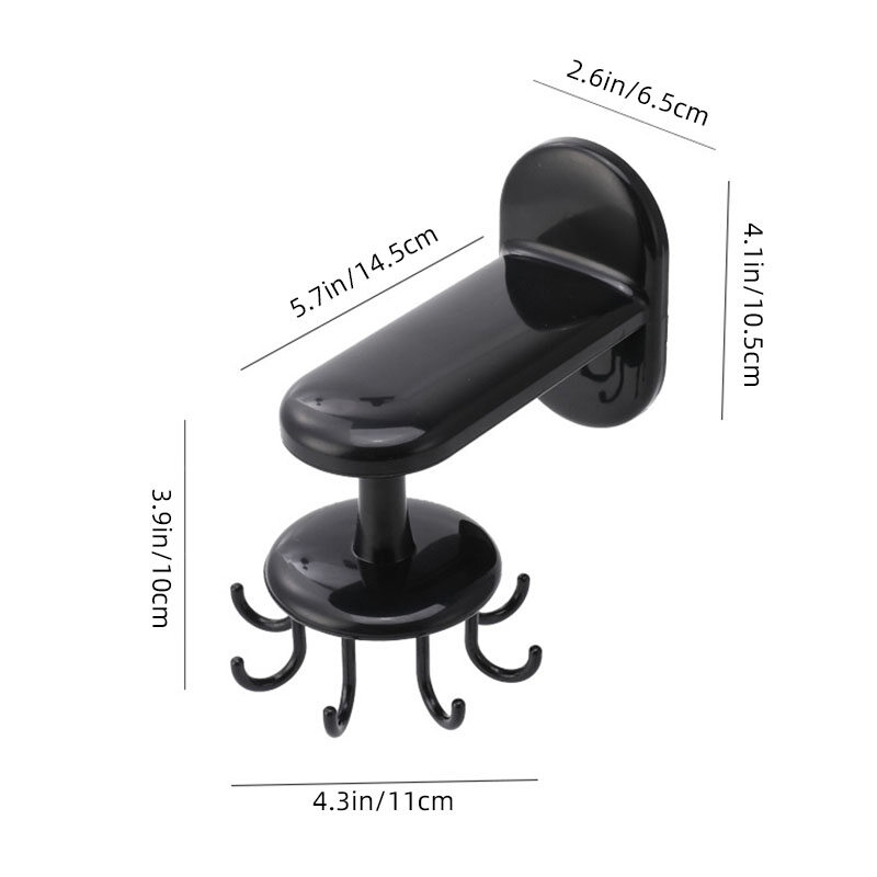 Houseeker Giá treo dụng cụ nhà bếp với 8 móc thiết kế xoay 360 độ gắn tường, cửa tủ kệ - INTL