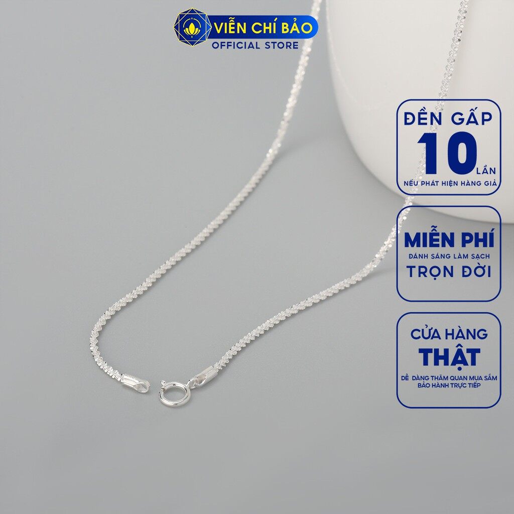 Dây chuyền bạc nữ xoắn óng ánh, vòng cổ nữ bạc 925 thời trang phụ kiện trang sức nữ Viễn Chí Bảo D400054
