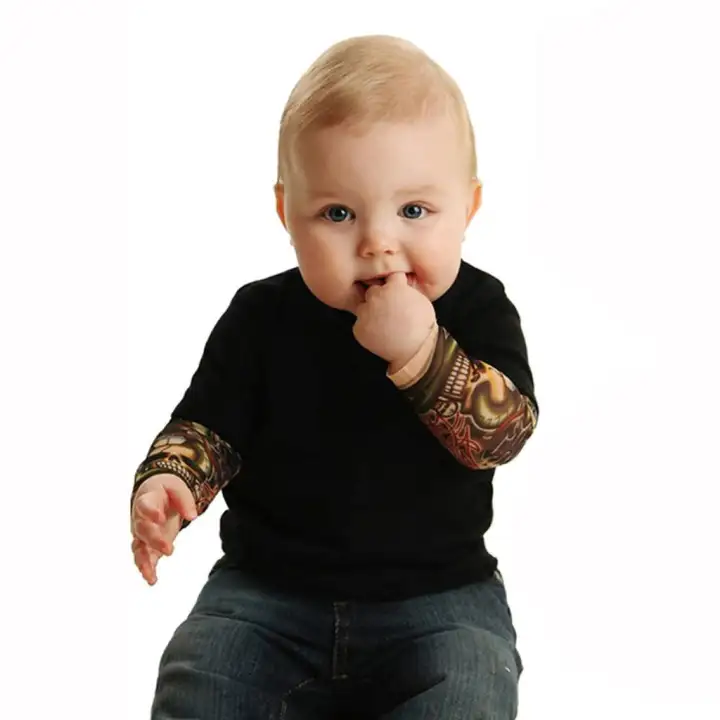 Meo Kids Clothes Girl Baju Baby Boy Newborn Baby Boy Tattoo Printed Long Sleeve Patchwork Romper Autumn Bodysuit Lazada Singapore