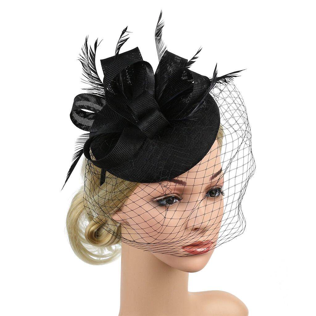 Stylish Feather Fascinators Womens Pillbox Flower Derby Hat Fashionable Headwear
