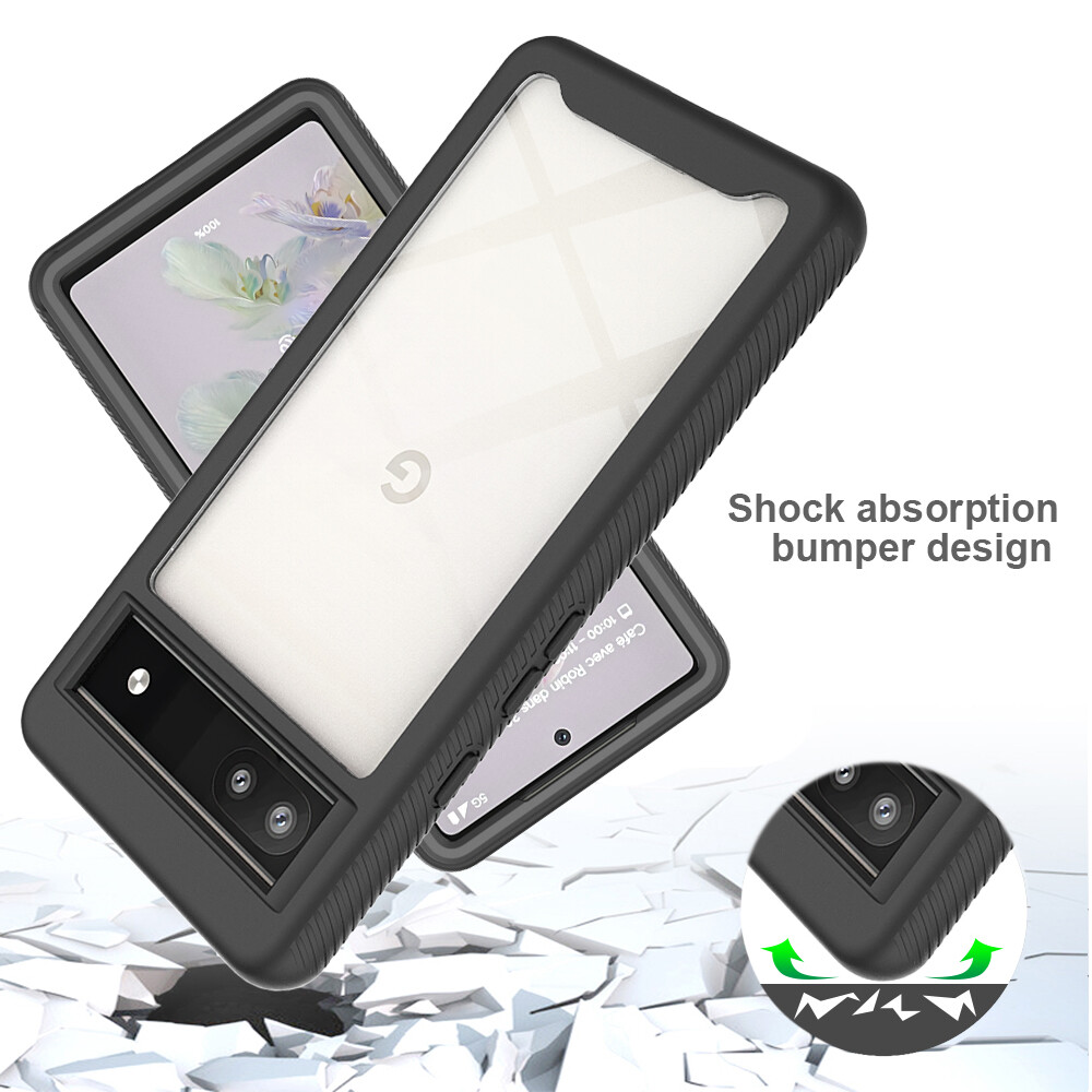 Silicone Case 360 Full Protection - Rugged Bumper Case for Google Pixel 8 Pro 6A Pixel 7 Pro 7A Case Cover Durable Shockproof Drop Protective TPU Cell Phone Cover Build-in Screen Protector Full Coverage Case