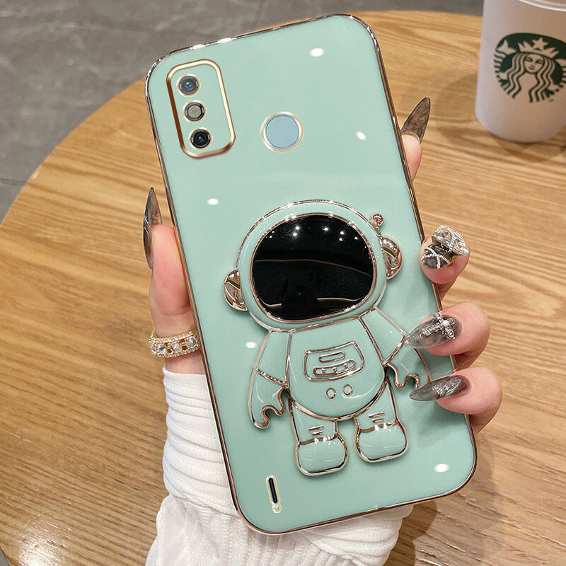 Vrqr 2022 new luxury design for infinix tecno spark 6 go ke5j ke5k phone case 3d stereo astronaut plating smooth phone case fashion cute soft phone case