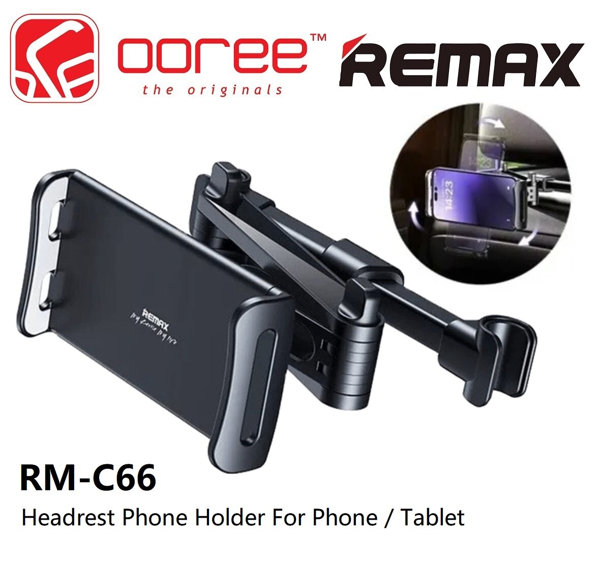 REMAX RM-C66 HEADREST PHONE HOLDER BACKSEAT PHONE HOLDER CLIP CAR