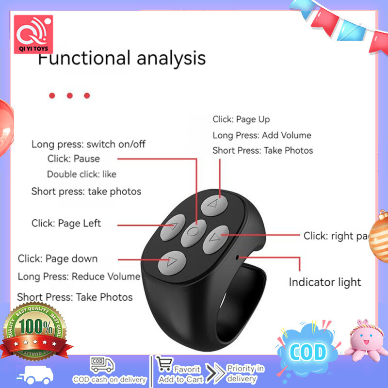 【Hot Sale🥇】Tik Tok Ring Remote Control Portable Bluetooth-compatible Mobile Phone Selfie Timer Page Turner Controller