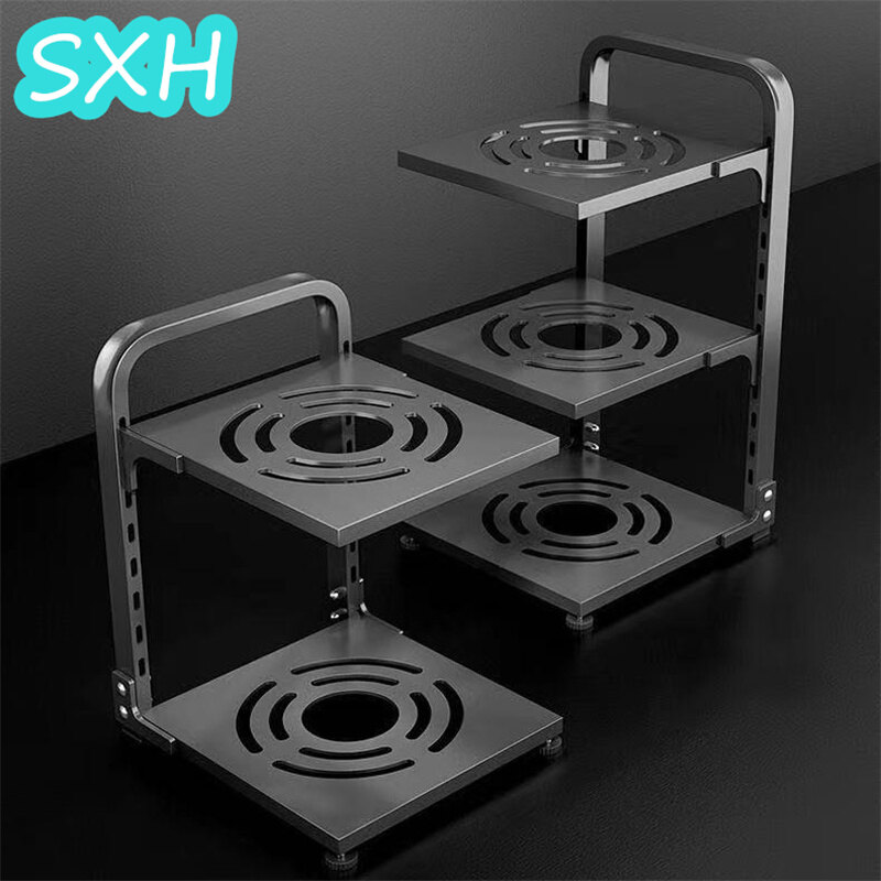 SXH Kitchen Pot Rack Rack New Multi-Layer Adjustable Sink Cabinet Inner Corner Countertop Dish Storage Rack Kitchen Organizers