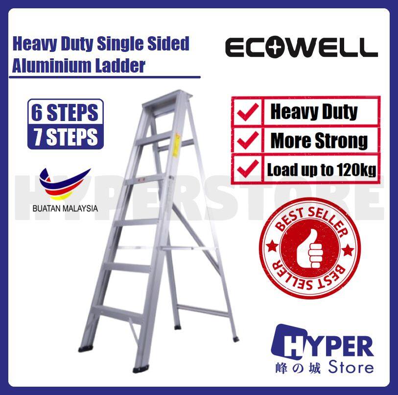 ECOWELL (6 Steps | 7 Steps) Heavy Duty Single Sided Aluminium Ladder ...