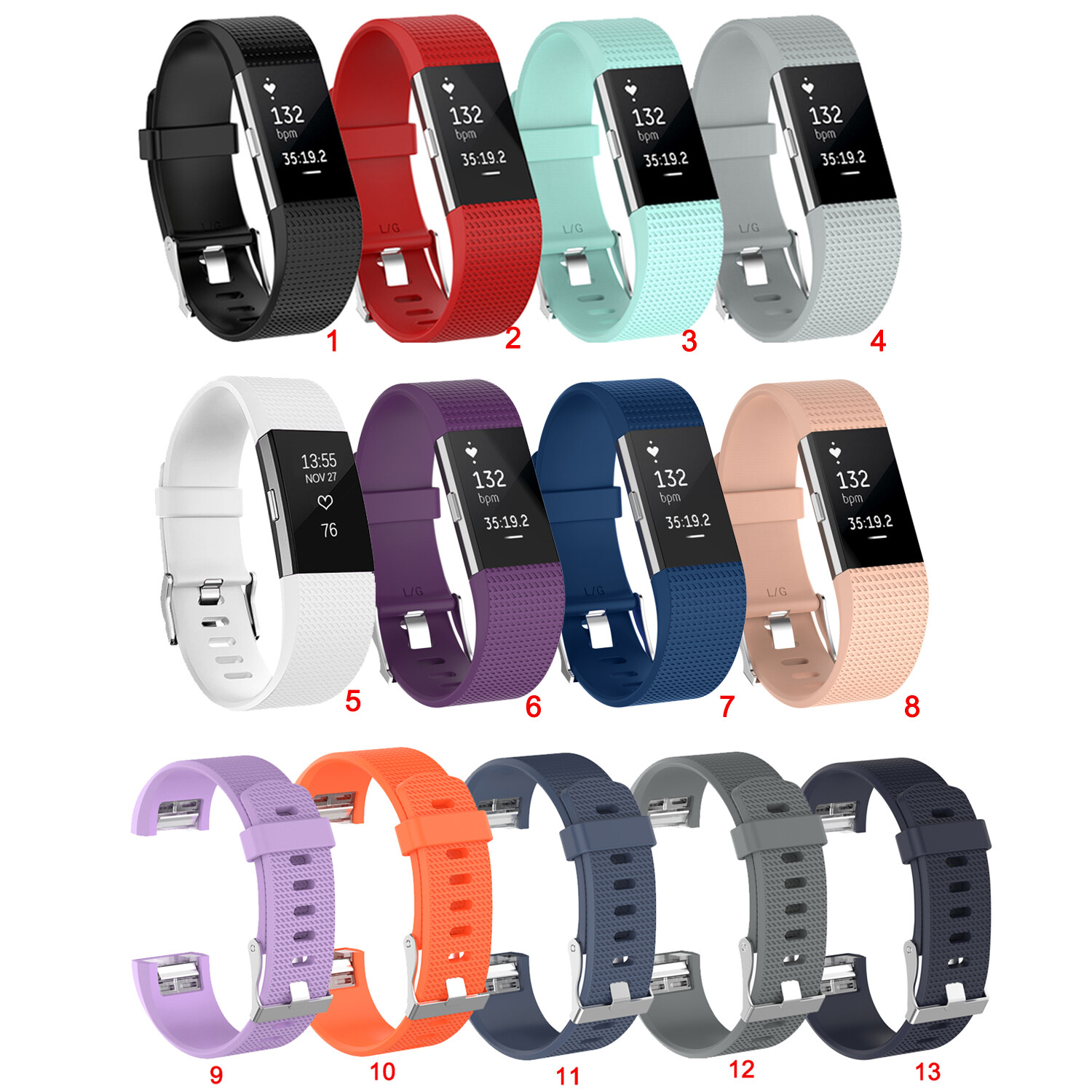 Soft Silicone Replacement Band Strap For Fitbit Charge 2 Smart Watch