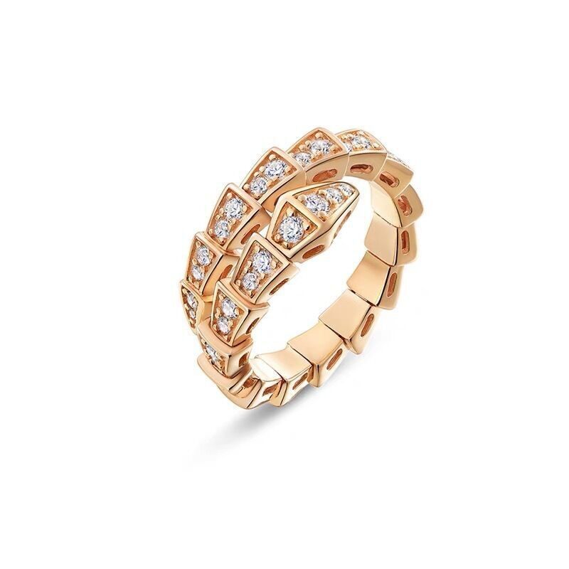 Snake Bone Ring 925 Sterling Silver Plated 18k Open Full Diamond Snake Ring