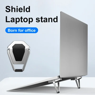 Mini Zinc Alloy Foldable Laptop Stand Base Non slip Desktop Portable Invisible Heightening Holder Cooling Computer Bracket