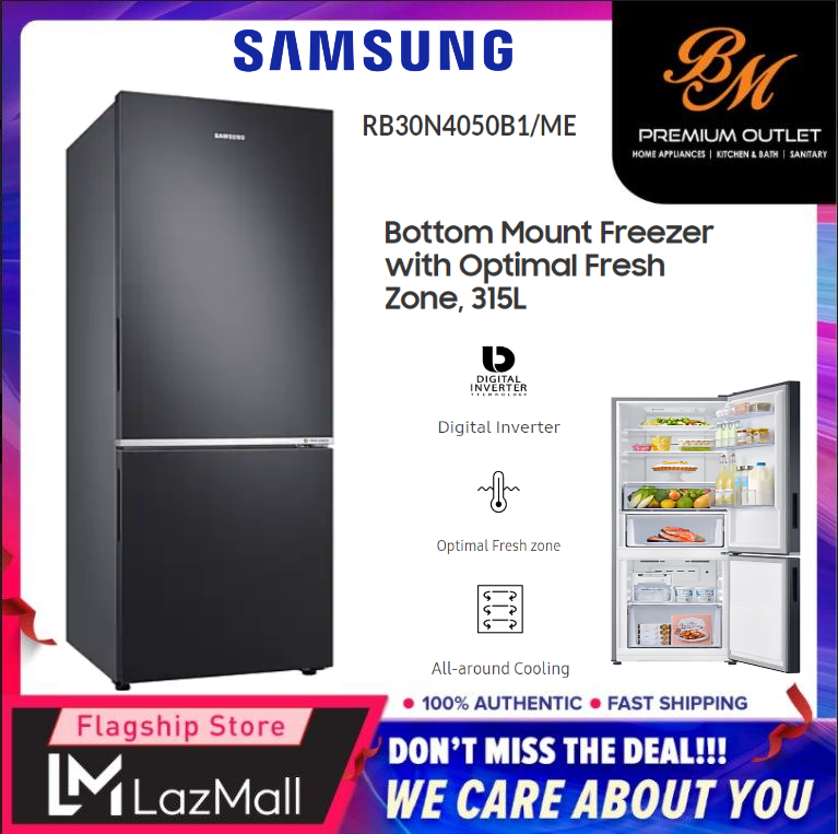 SAMSUNG [ RB30N4050B1/ME ] 315L Fridge Bottom Mount Freezer with Optimal Fresh Zone
