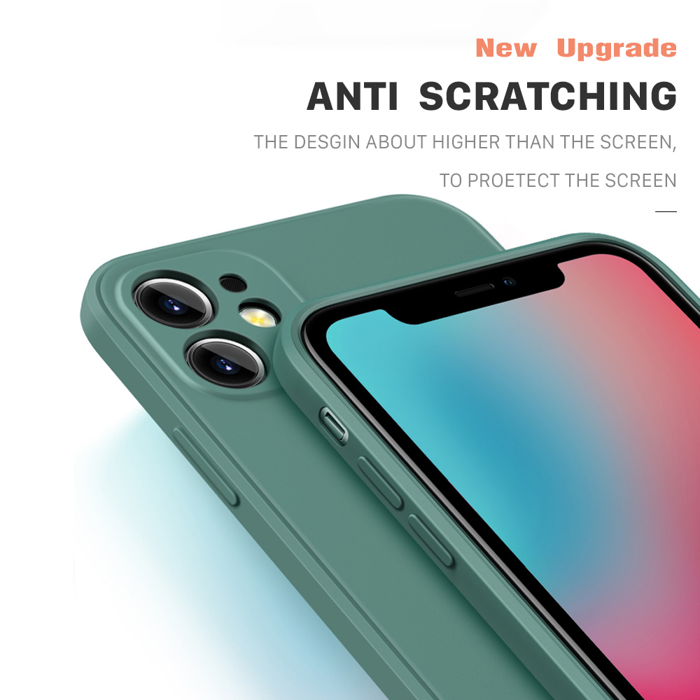 For Apple iPhone 6/6S 6 Plus/6S Plus Soft Original Square Liquid Silicone Phone Casing Full Cover Camera Shockproof Protection Rubber Case