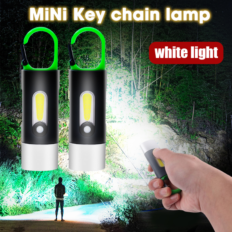 Mini Đèn pin móc khóa đèn pin Led sạc điện xách tay đèn pin sạc USB công suất cao cắm trại tầm xa đèn lồng