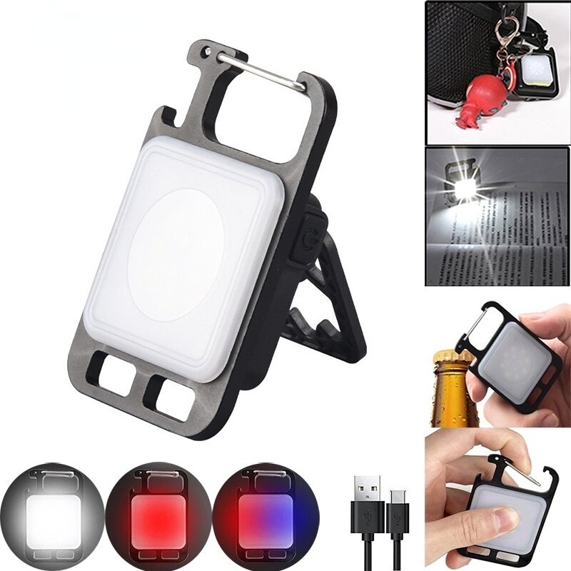 Mini LED Flashlight Portable Keychain Lamp USB Rechargeable Work Light 500 Lumens Pocket Flashlight Outdoor Camping Torch Light